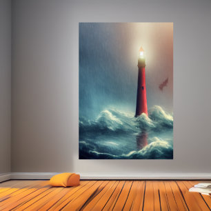 La inundación y el faro Poster de arte de IA