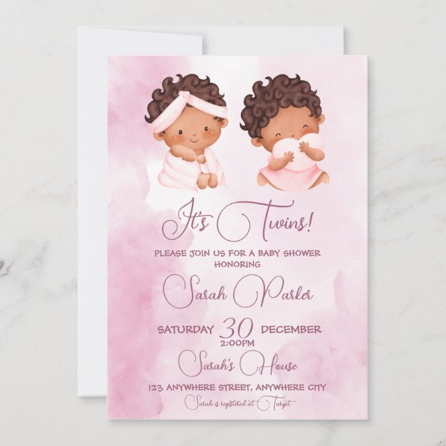 La invitación a Baby Shower de los gemelos (Anverso)