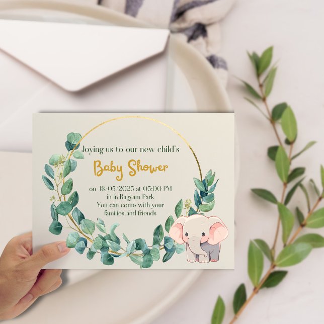 la invitación a Baby Shower para un elefante tiern (Subido por el creador)