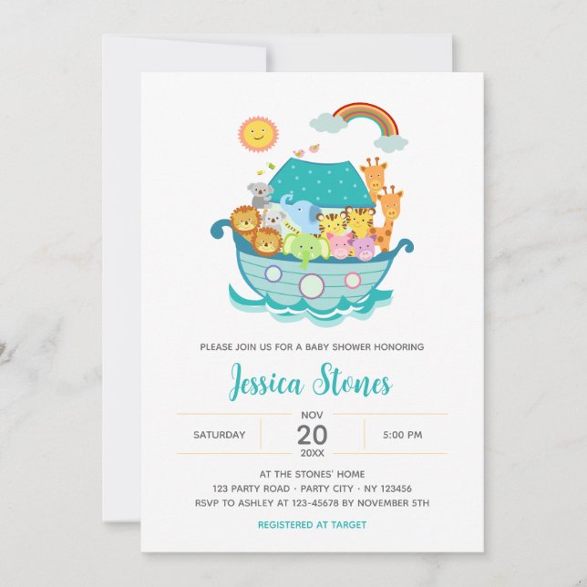La invitación a la Baby Shower de Noé por el arte  (Anverso)