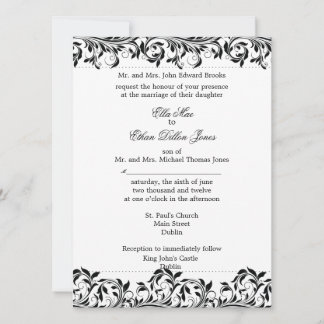 La invitación a la boda blanca y negra de Sarah Ja