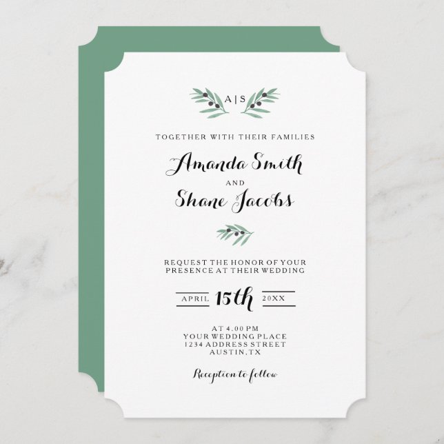 La invitación a la boda de la primavera del olivo (Anverso / Reverso)