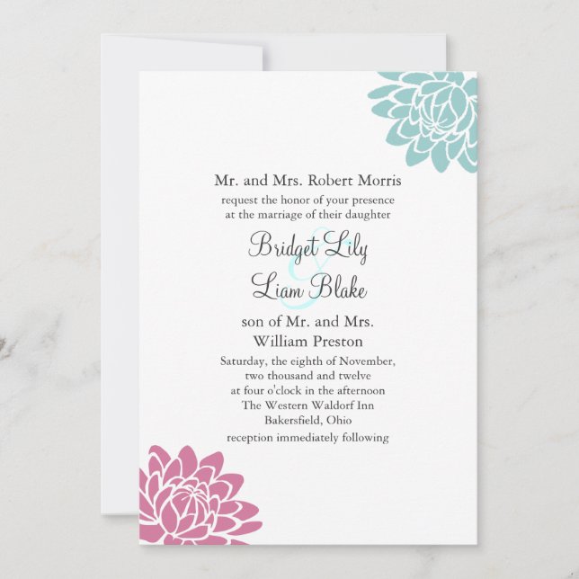La invitación a la boda de las flores de Lotus 2 ( (Anverso)