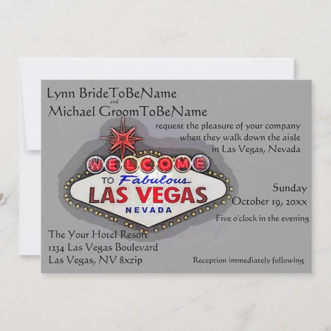 La invitación a la boda de Las Vegas gris (Anverso)
