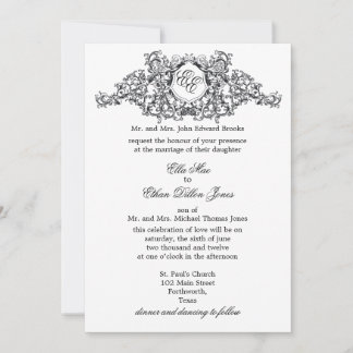 La invitación a la boda de monograma de 'Kate'