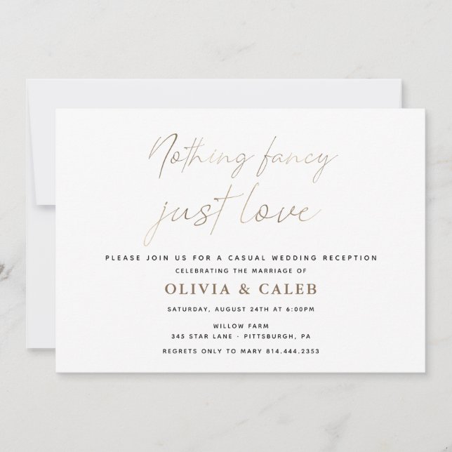 La invitación a la boda de nada Fancy Just Love (Anverso)