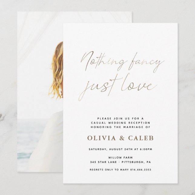La invitación a la boda de nada Fancy Just Love (Anverso / Reverso)