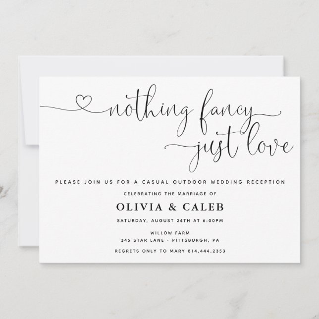 La invitación a la boda de nada Fancy Just Love (Anverso)