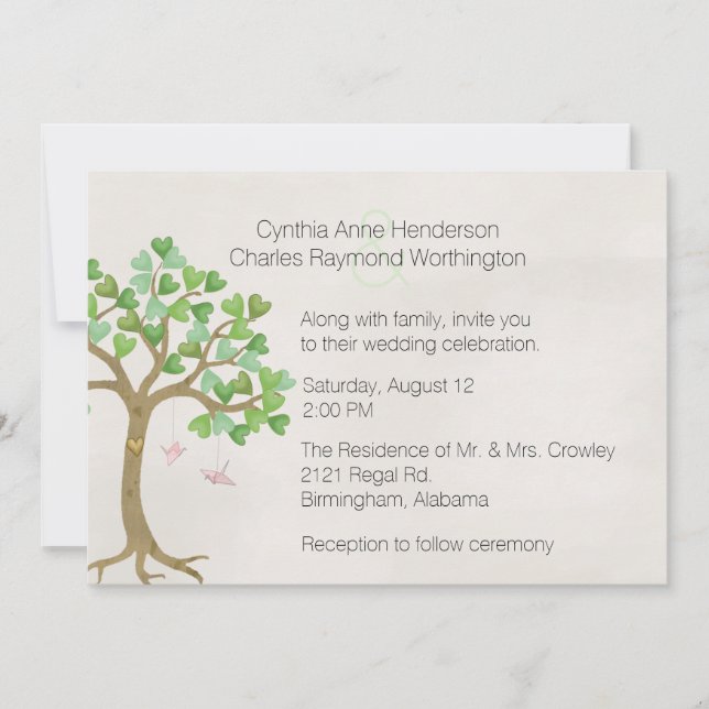 La invitación a la boda de un árbol amoroso (Anverso)