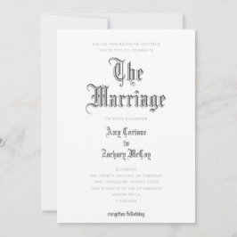 La invitación a la boda matrimonial en letra negra