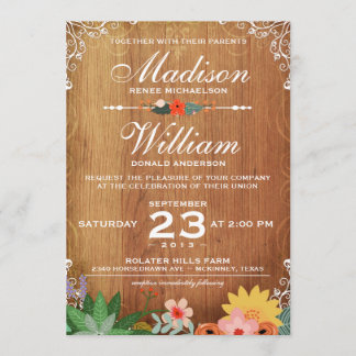 La invitación a la boda rústica de Floral es un éx