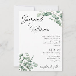 La invitación a la boda verde con detalles