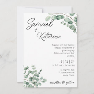 La invitación a la boda verde con detalles