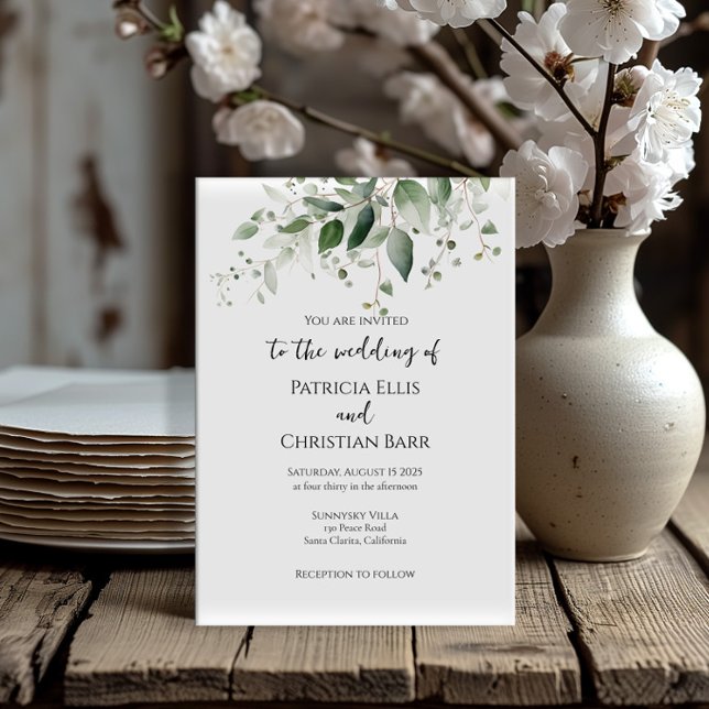 La invitación a la boda verde tipografía elegante (Subido por el creador)