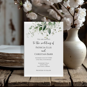 La invitación a la boda verde tipografía elegante