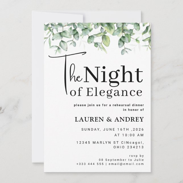La Invitación a la Cena de Ensayo de La Noche de E (Anverso)