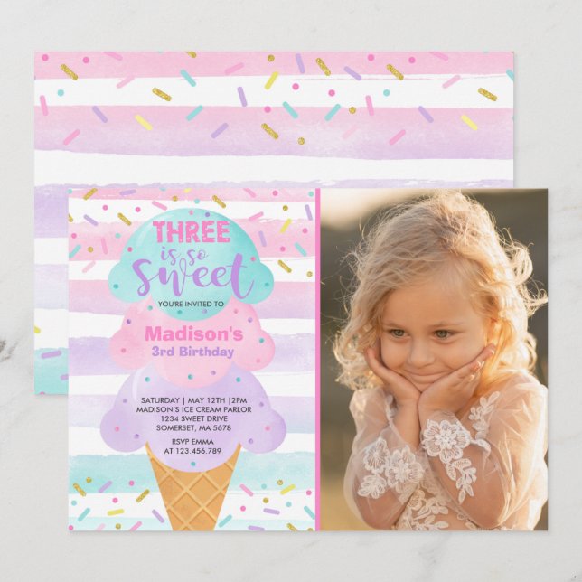 La Invitación A La Crema De Hielo Tres Es Dulce Te (Anverso / Reverso)