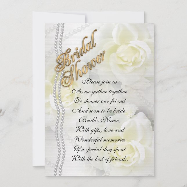 La invitación a la ducha de novia elegancia de ros (Anverso)