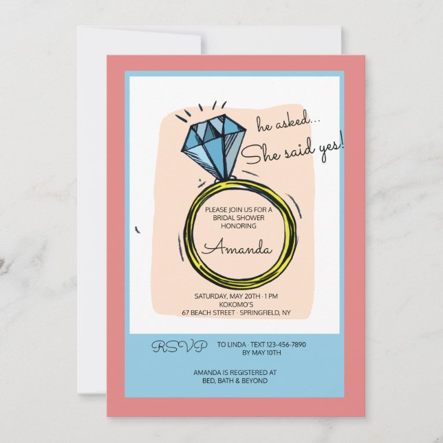 La invitación a la ducha de novia en anillo (Anverso)
