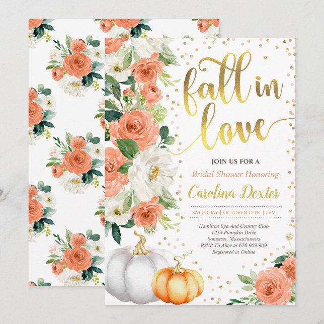 La Invitación A La Ducha De Novias Cae Enamorada D (Anverso / Reverso)