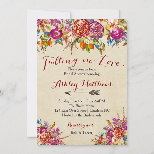 La Invitación A La Ducha De Novias Florales, (Anverso)