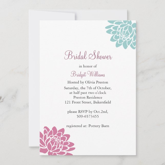La invitación a la ducha de novias Lotus Flower (Anverso)