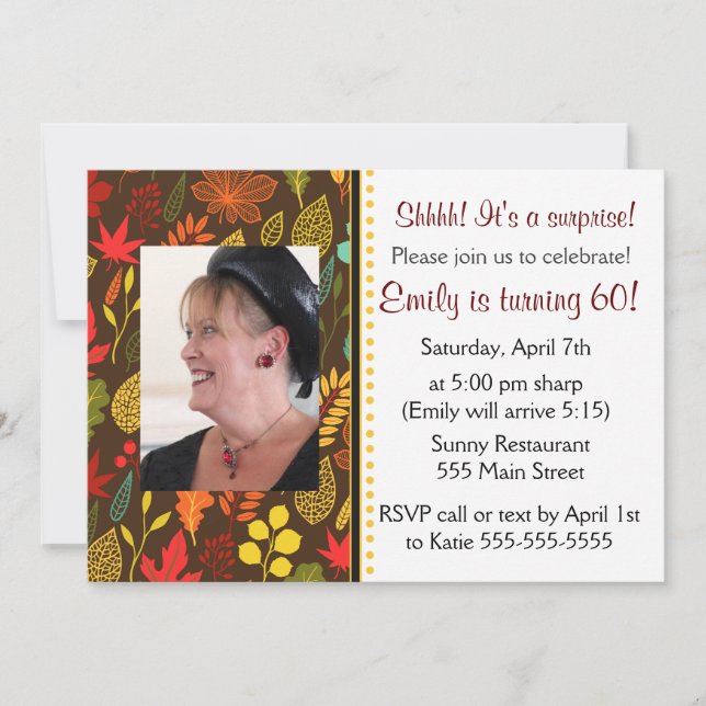 La invitación a la fiesta de cumpleaños de adultos (Anverso)