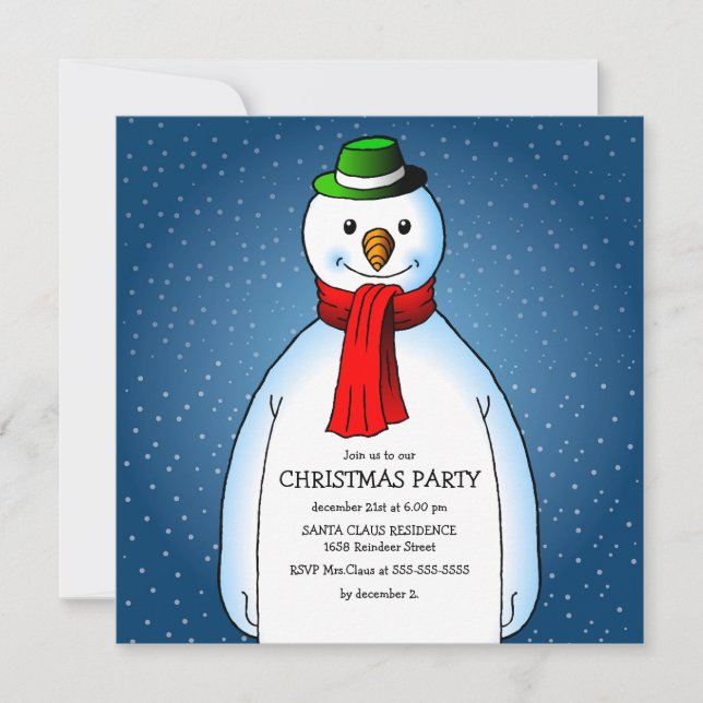 La invitación a la fiesta de Navidad del muñeco de (Anverso)