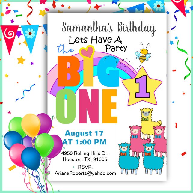 La invitación a los primeros cumpleaños de Big One (Subido por el creador)