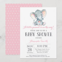 La invitación al elefante Baby Shower rosa y gris