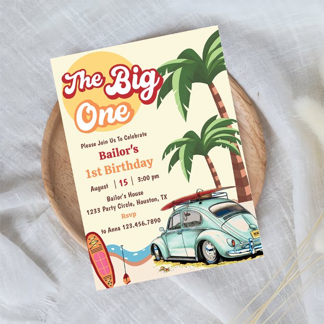 La invitación al primer cumpleaños de Big One Surf (Subido por el creador)