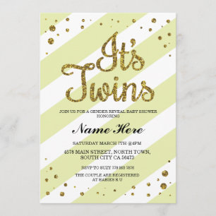 La invitación amarilla de los gemelos Baby Shower 