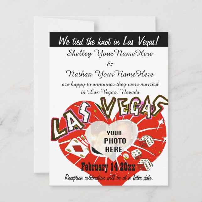 La Invitación Boda de Las Vegas: Blanco negro rojo (Anverso)