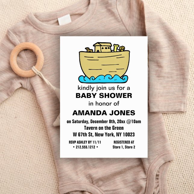 La invitación cristiana a la Baby Shower de Noé (Gender Neutral Noah's Ark Baby Shower Invitations)