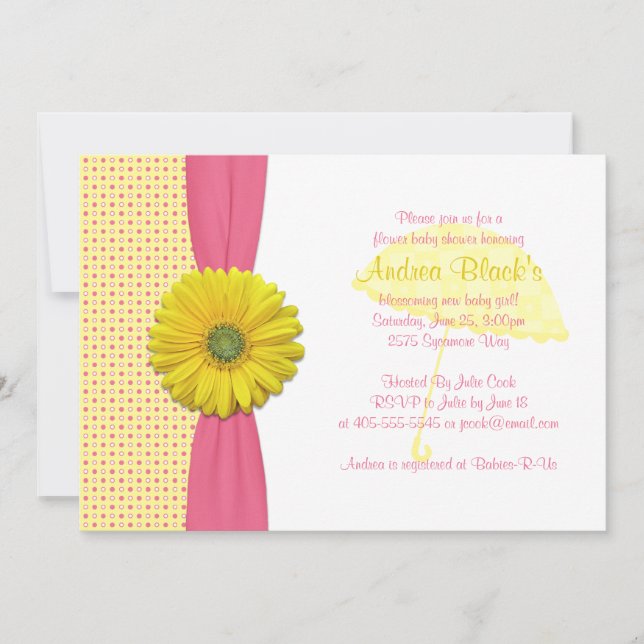 La invitación de Baby Shower a los puntos de polka (Anverso)