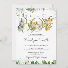 La invitación de Baby Shower a un chico Safari Jun