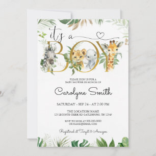 La invitación de Baby Shower a un chico Safari Jun