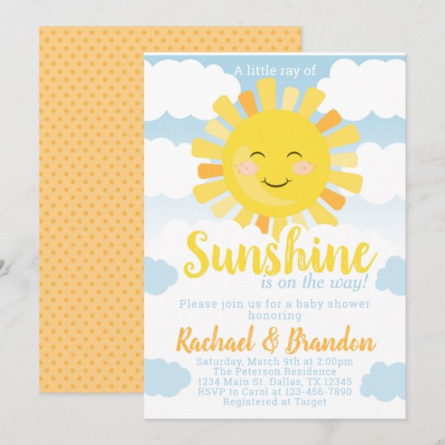 La invitación de Baby Shower de la sol invita (Anverso / Reverso)
