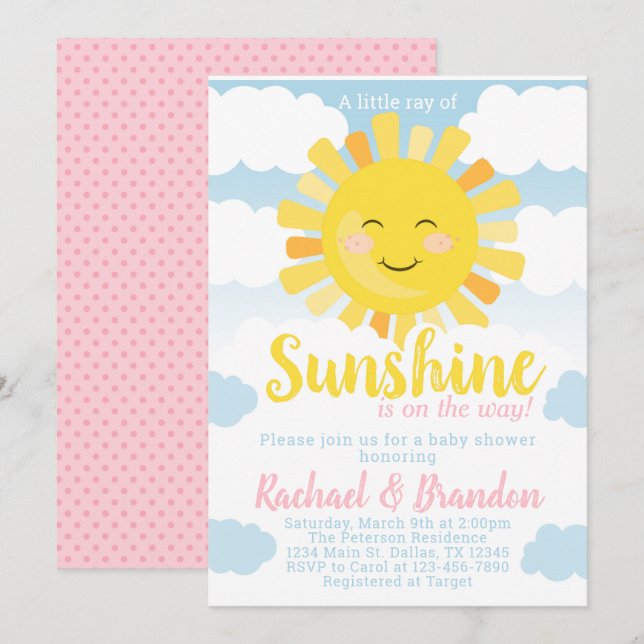 La invitación de Baby Shower de la sol invita (Anverso / Reverso)