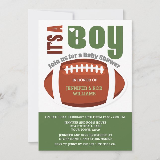 La invitación de Baby Shower de las parejas de fút (Anverso)