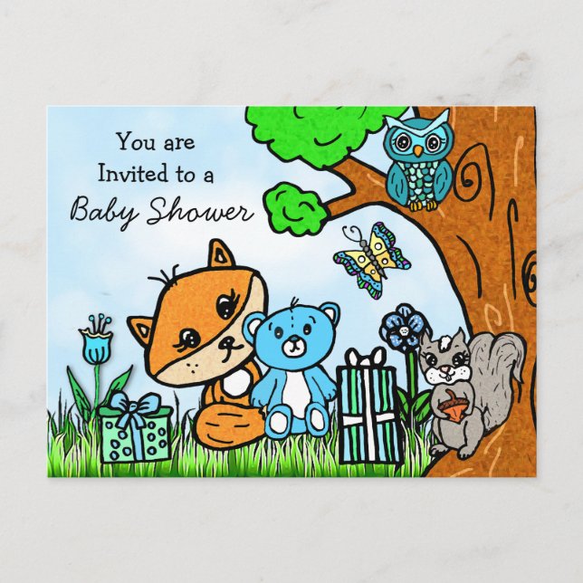 La invitación de Baby Shower de Little Fox Boy (Anverso)