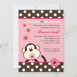 La invitación de Baby Shower de los puntos de mono