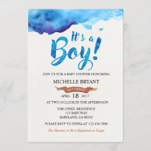 La invitación de Baby Shower de un chico color azu