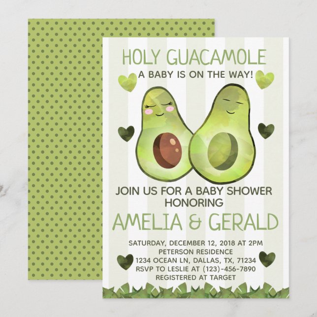 La invitación de Baby Shower del aguacate invita (Anverso / Reverso)