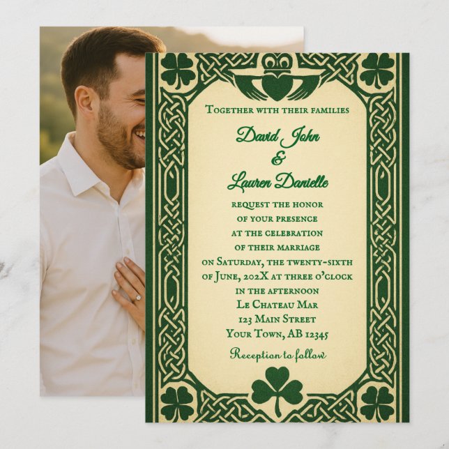 La Invitación de Boda con Foto de Foca Gaélica (Anverso / Reverso)