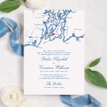 La invitación de boda de Bohlin – Mapa de Newport