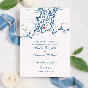 La invitación de boda de Bohlin – Mapa de Newport 