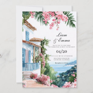 La invitación de boda del paisaje de la Costa Azul