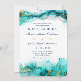 La invitación de boda moderna en acuarela de color