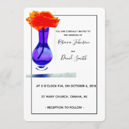 La invitación de boda moderna y subió del amor